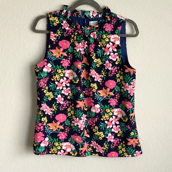 J. Crew Factory Tops - \J. Crew Factory\ Printed Ruffleneck Blouse